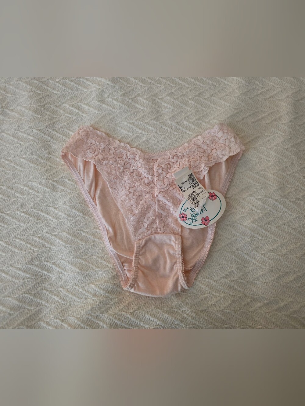 Vintage 1980s 1990s Cotton Pink Lace Bikini Underwear NOS